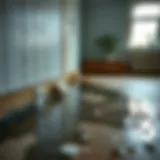 Damage caused by spilled hot water on floor