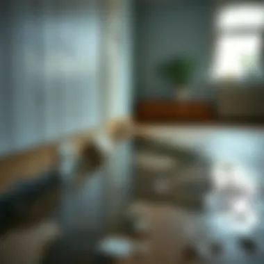 Damage caused by spilled hot water on floor