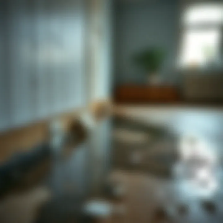 Damage caused by spilled hot water on floor