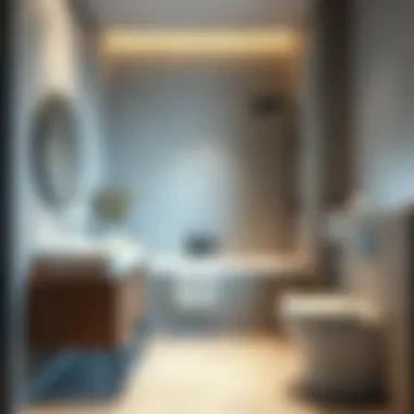 Stylish bathroom design using stone appearance ceramics