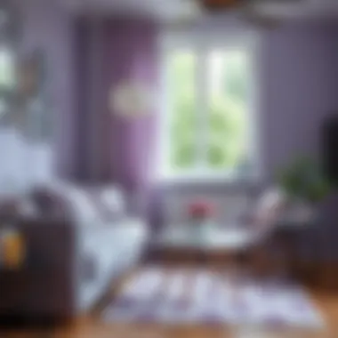 Close-up of stylish furniture suitable for a lilac themed room