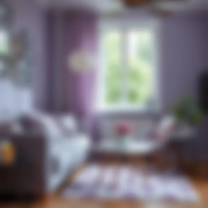 Close-up of stylish furniture suitable for a lilac themed room