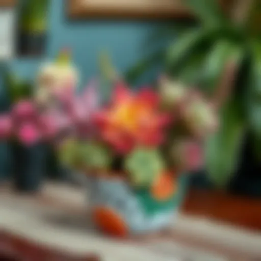 A vibrant succulent arrangement in a decorative pot