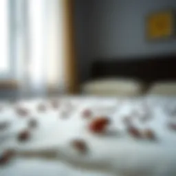Close-up of a bed infested with bed bugs