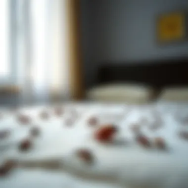 Close-up of a bed infested with bed bugs