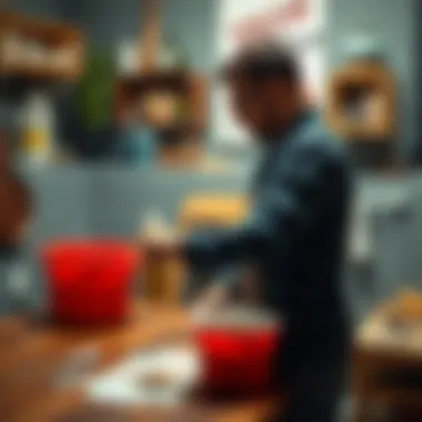 A person applying a stain removal solution