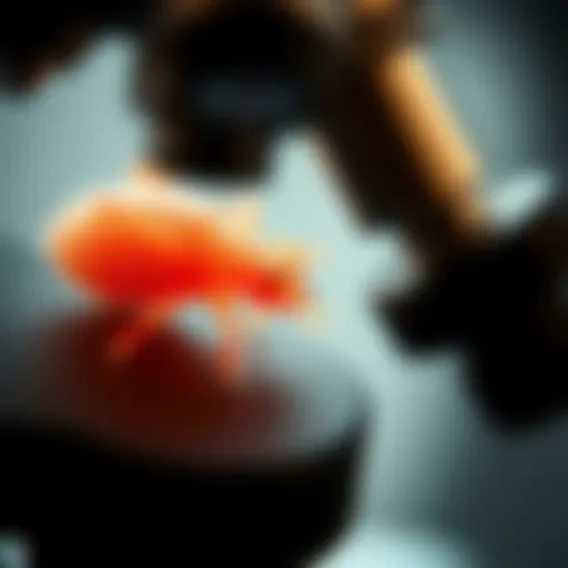 A close-up view of dust mites magnified under a microscope