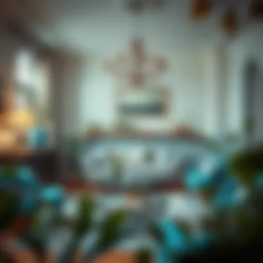 Elegant interior featuring turquoise blue accents