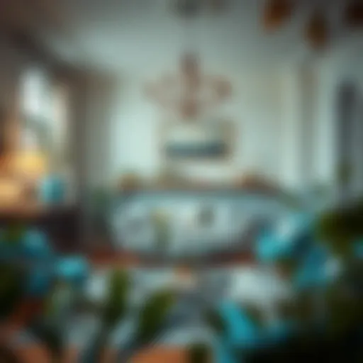 Elegant interior featuring turquoise blue accents