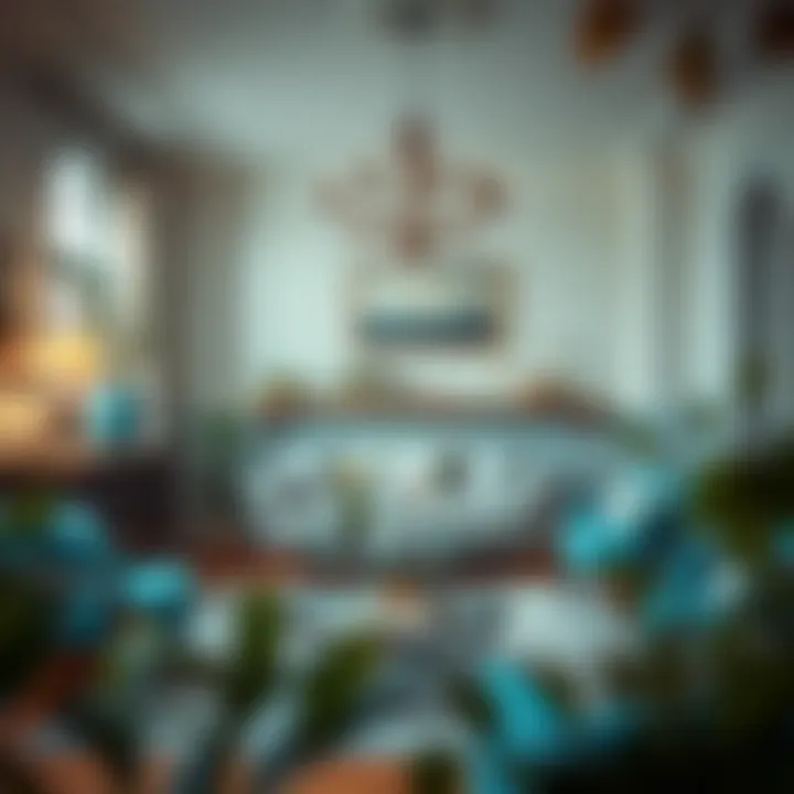 Elegant interior featuring turquoise blue accents