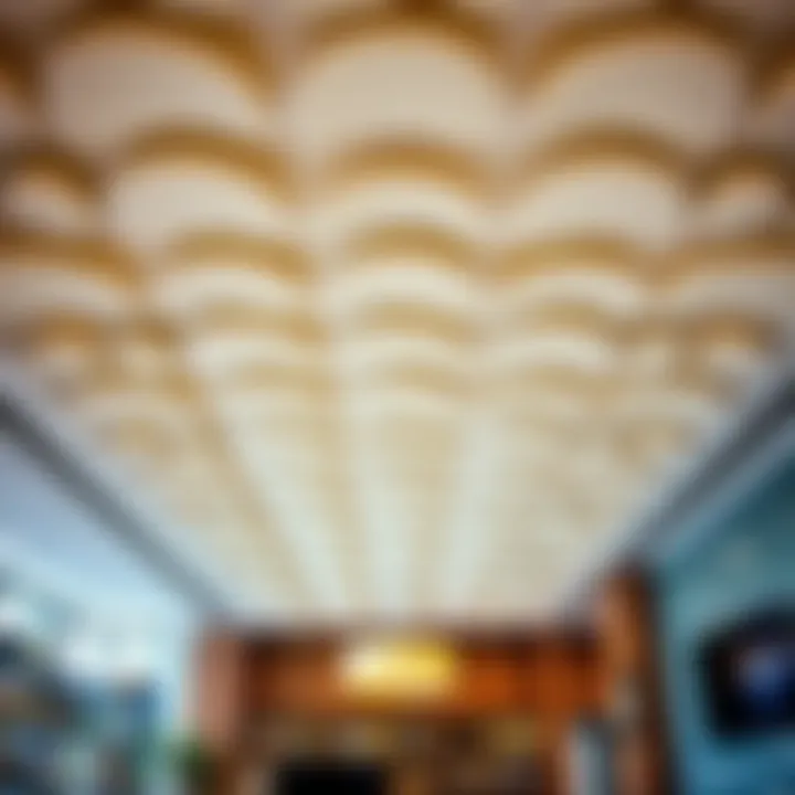 Different types of suspended ceilings displayed in a gallery