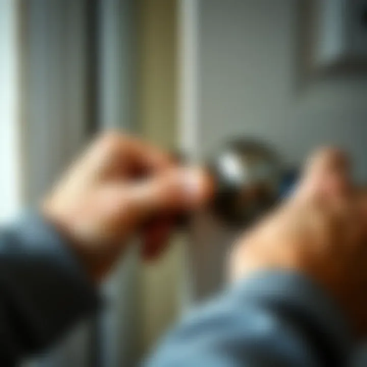 Demonstration of unscrewing a door handle