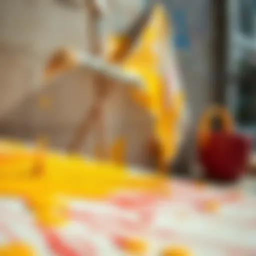 Vibrant paint drying under sunlight