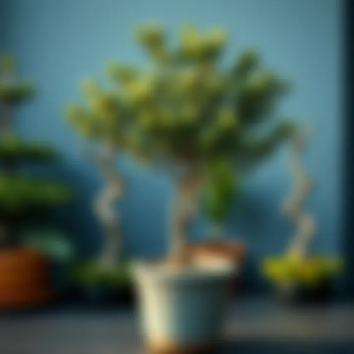 A well-maintained potted tree with care instructions