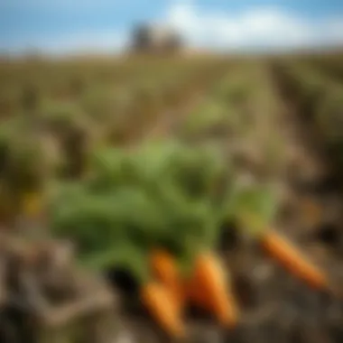 Harvested winter carrot crop in a field