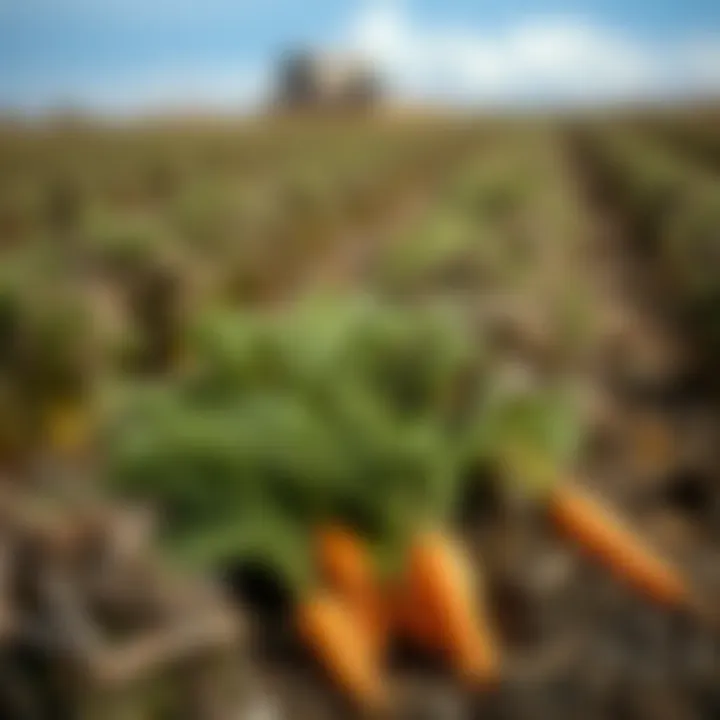 Harvested winter carrot crop in a field