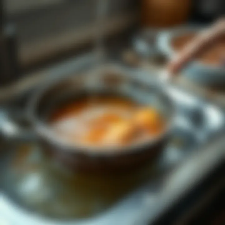 Soaking pan in solution