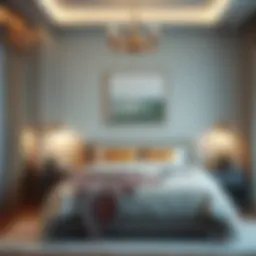 Elegant bedroom with modern decor and soft lighting
