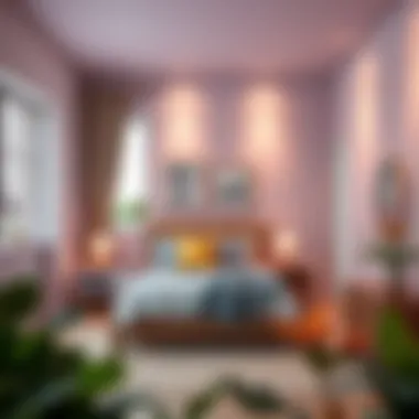 A serene bedroom featuring calming hues.