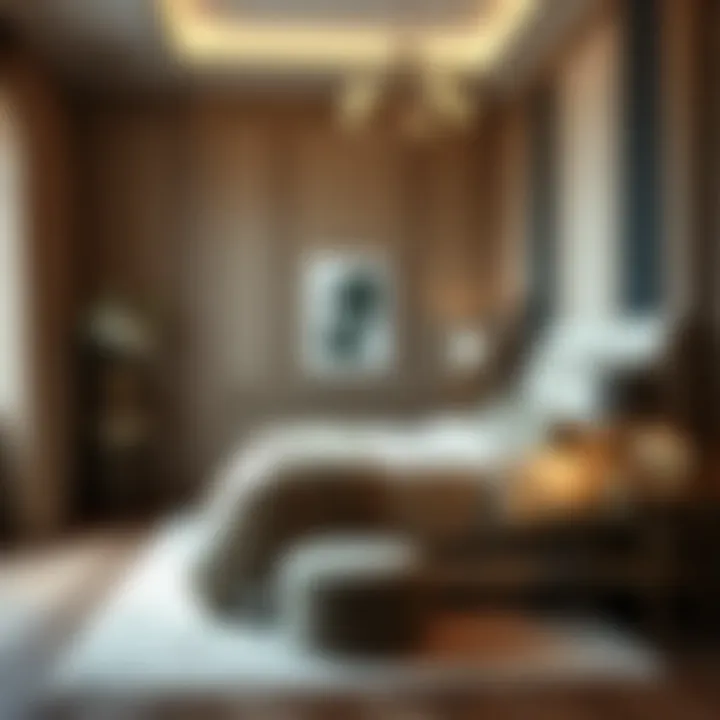 An elegant bedroom with harmonious color combinations.