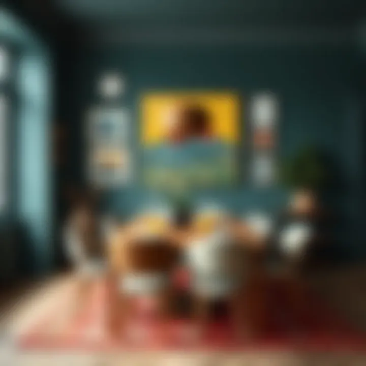 Colorful prints bringing vibrancy to dining walls