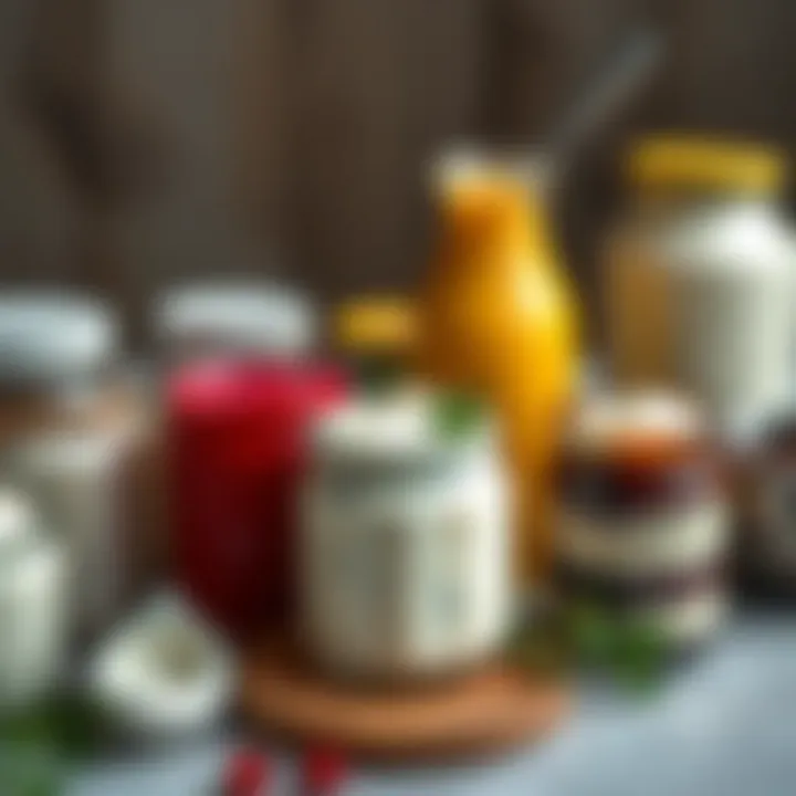 Diverse Yogurt Varieties Different yogurt varieties displayed in elegant jars, highlighting diversity