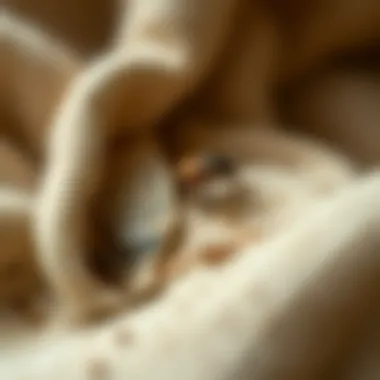 Damage caused by carpet beetles on fabric