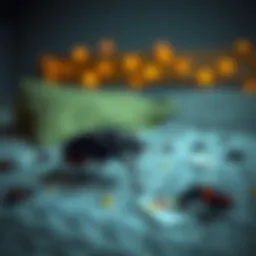 Infestation of carpet beetles in bedding