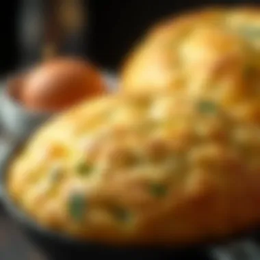 Close-up of the fluffy texture of air fryer egg bread
