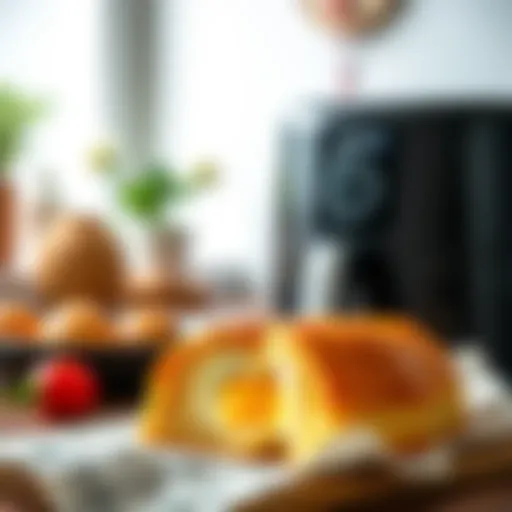 Golden brown egg bread cooked in an air fryer